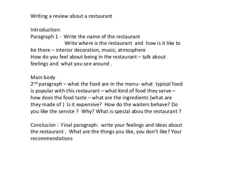 restaurant review essay writing